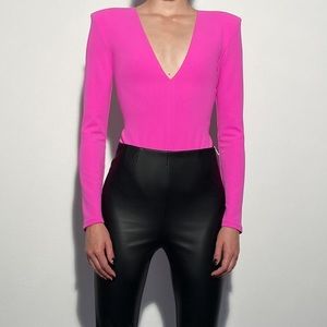 Barbie Long Sleeve Pink Bodysuit Blouse Top